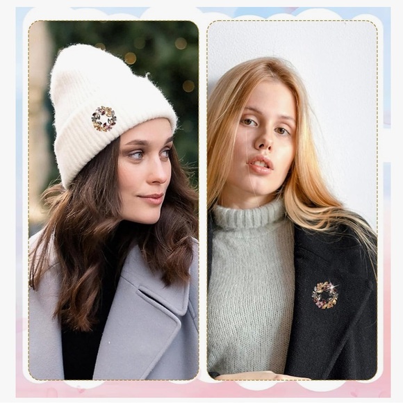 🌹🆕 Vintage Floral Rhinestone Crystal Christmas Brooch Christmas gift - Picture 6 of 7